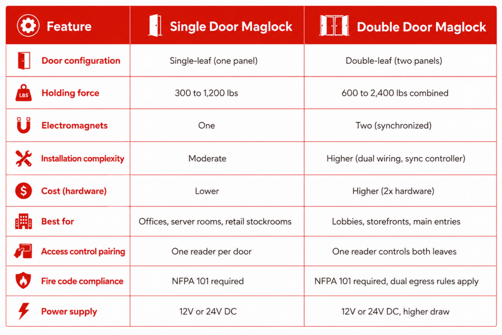 Single Door vs Double Door Maglock