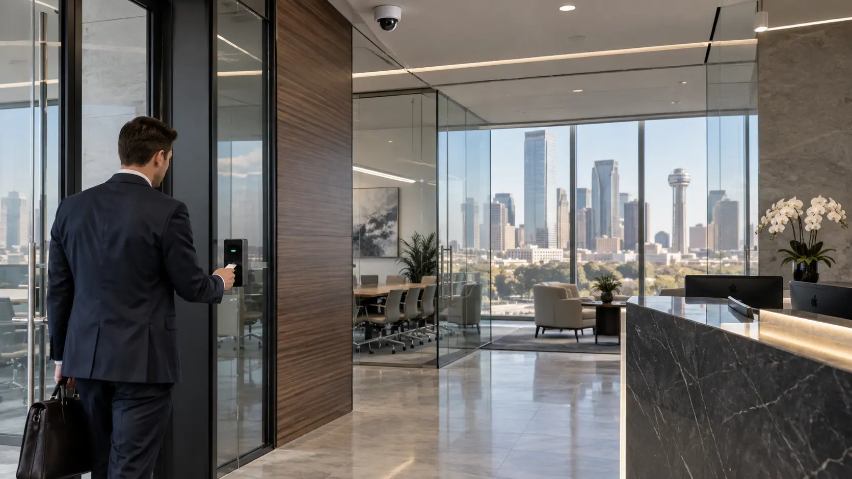 Private equity office security camera environment