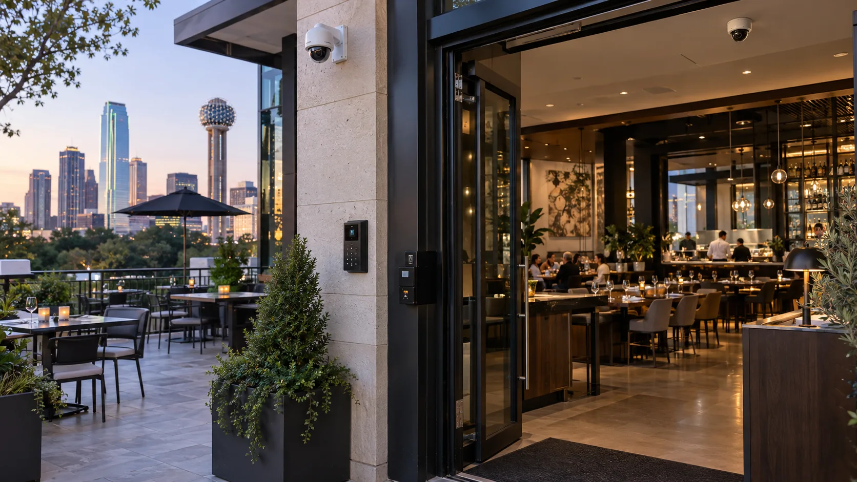 Dallas restaurant requiring an integrated commercial security system