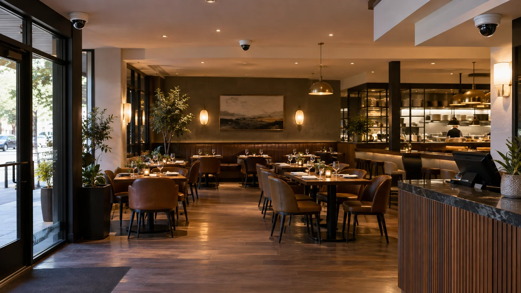 Restaurant table and customer area
